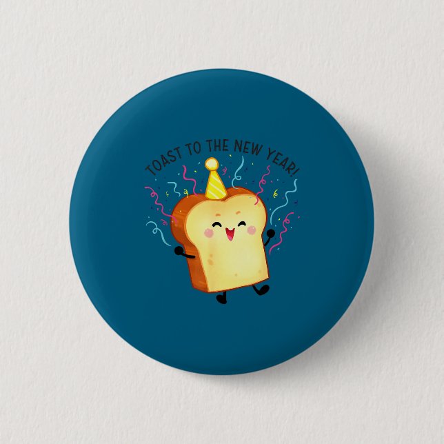 Toast To The New Year Pun  Button (Front)