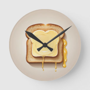 Toast with Melting Butter Round Clock