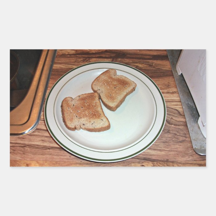 Toasted bread in a plate rectangular stickers