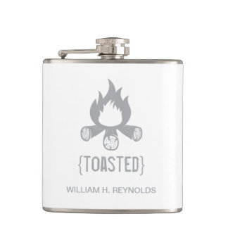 {TOASTED} Bridal Party Toasted Campfire (grey) Flask