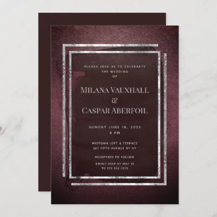 Toasted Burgundy & Silver Frame Wedding Or Party Invitation