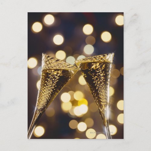 Toasted champagne flute close_up postcard