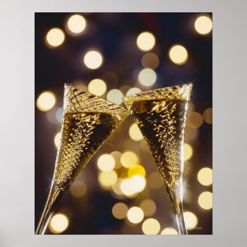 Toasted champagne flute close_up poster