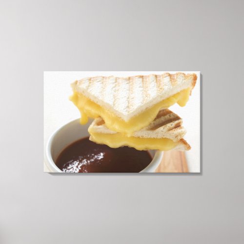 Toasted cheese sandwiches  a cup of tomato soup canvas print