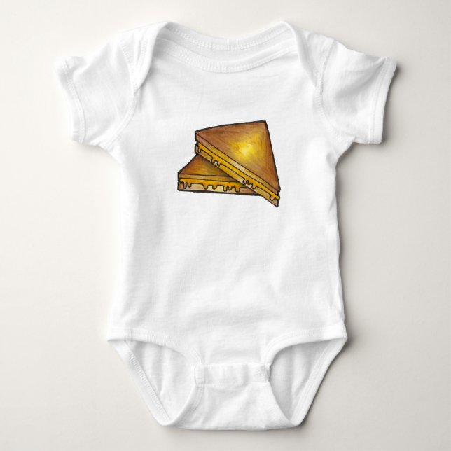 Toasted Grilled Cheddar Cheese Sandwich Foodie Baby Bodysuit (Front)