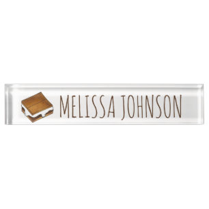 Toasted Marshmallow Campfire S'mores Summer Camp Desk Name Plate