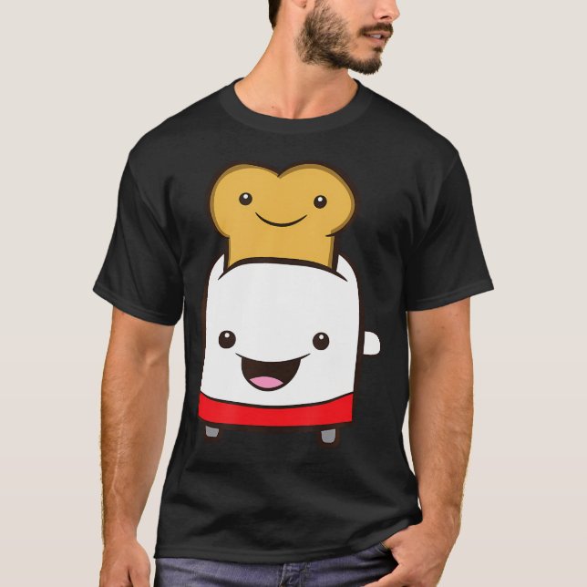 Toaster With Toast Bread Cute Kawaii Toaster T-Shirt (Front)
