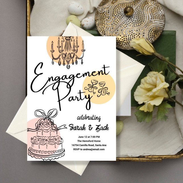 Toasting Doodle Engagement Party Invitation (Creator Uploaded)