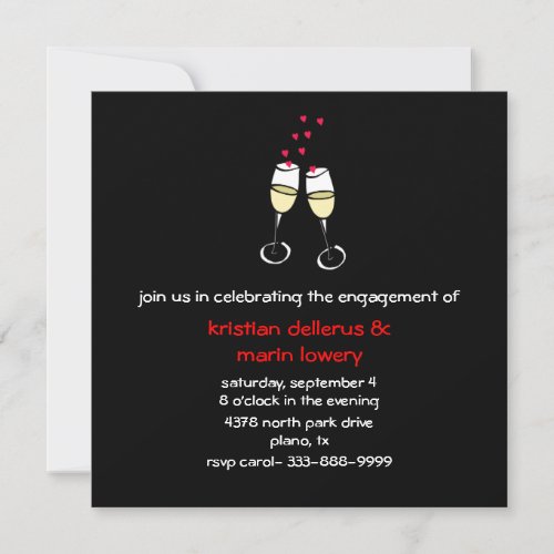 Toasting Glasses Engagement Party Invitation
