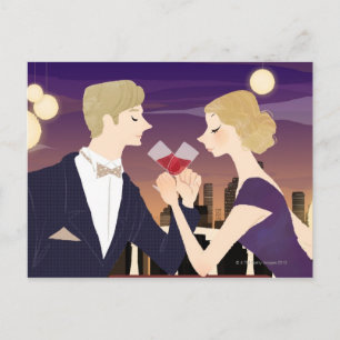 Toasting Glasses Postcard