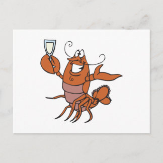 toasting lobster postcard
