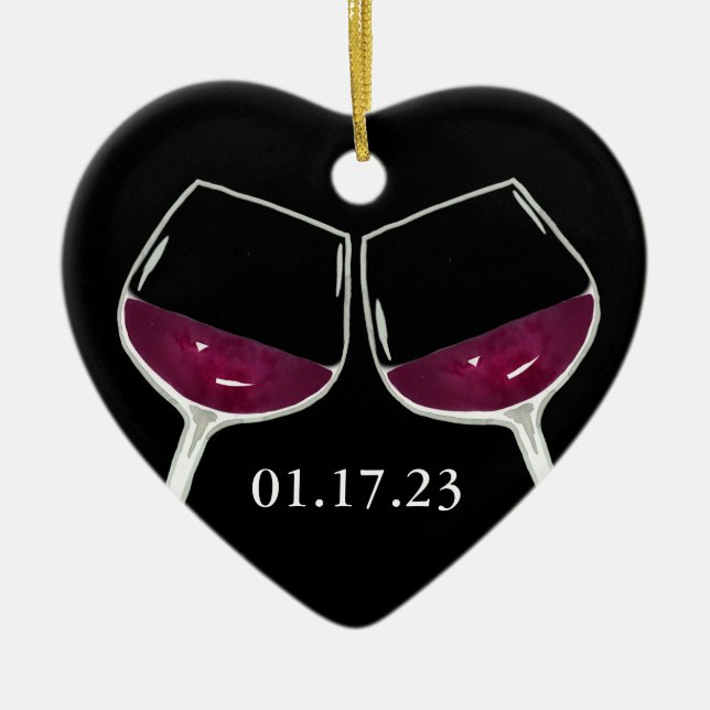 Toasting Red Wine Ornament (Front)