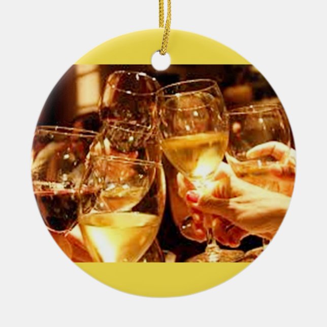 **TOASTING THE HOLIDAY SEASON** ADULT CERAMIC ORNAMENT (Front)