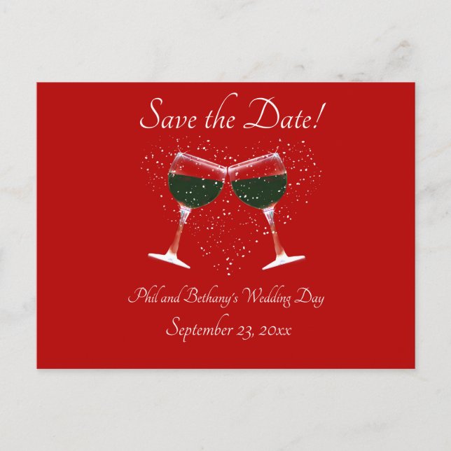 Toasting Wine Glasses Cheers Save The Date Invitation Postcard (Front)