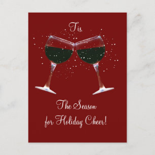 Toasting Wine Glasses Holiday Postcards