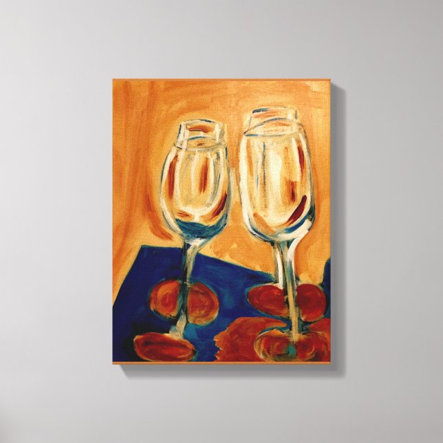 Toasting with Four Wine Glasses Canvas Print (Front)