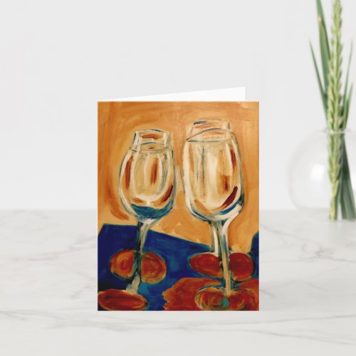 Toasting with Four Wine Glasses Card
