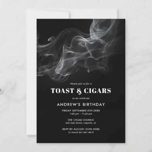 Toasts and Cigars Mens Birthday Invitation