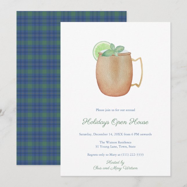 Toasty and Tipsy Christmas Drinks Cocktail Party I Invitation (Front/Back)