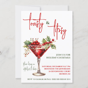 Toasty & Tipsy, Martini, Holiday Cocktail Party Invitation