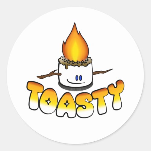 Toasty Toasted Mashmallow on a camp fire Classic Round Sticker