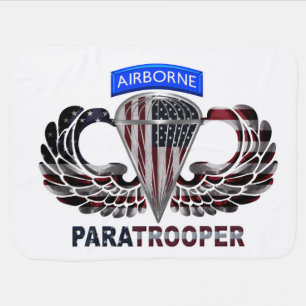Toasty Warm American Airborne Paratrooper Flag Baby Blanket