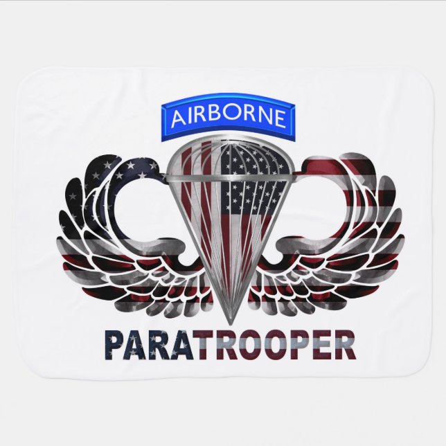 Toasty Warm American Airborne Paratrooper Flag Baby Blanket (Horizontal)