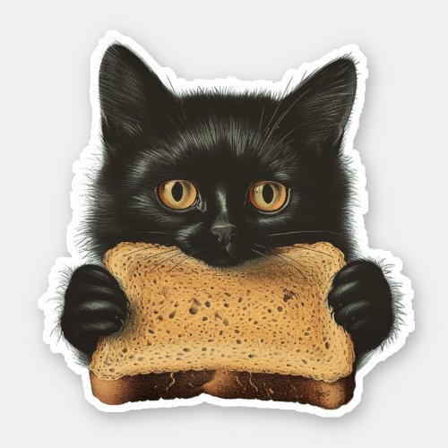 Toasty Whiskers Whimsical Feline Delight Sticker