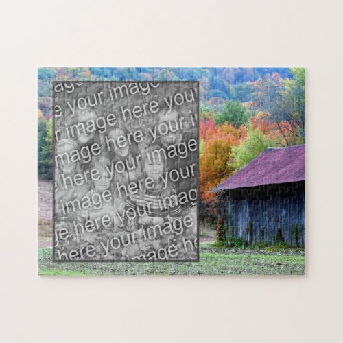 Tobacco Barn Autumn Foliage Add Your Photo Jigsaw Puzzle