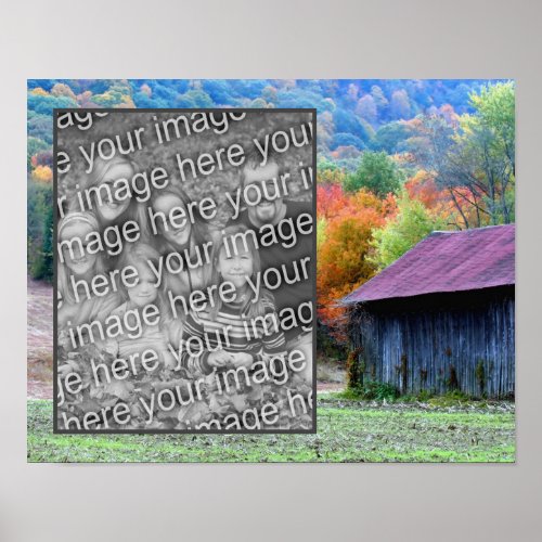 Tobacco Barn Autumn Foliage Add Your Photo Poster