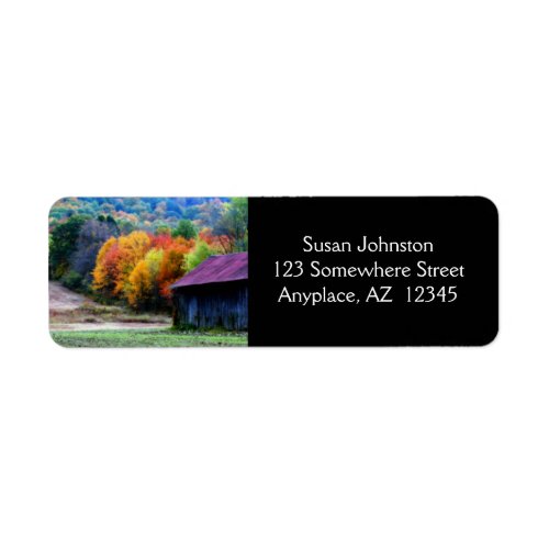 Tobacco Barn Autumn Foliage Address Label