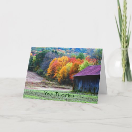 Tobacco Barn Autumn Leaves Nature Photo Card