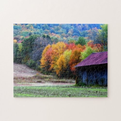 Tobacco Barn Fall Foliage Nature  Jigsaw Puzzle