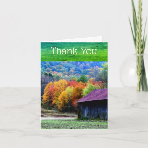 Tobacco Barn Fall Foliage Nature Thank You Card