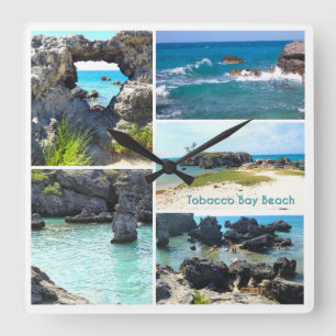 Tobacco Bay Beach, Bermuda  Square Wall Clock
