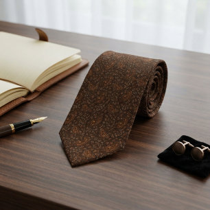 Tobacco Brown Burnt Copper Micro Paisley Heritage Neck Tie