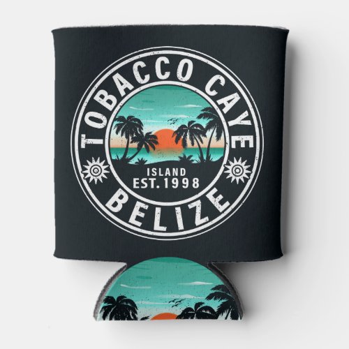 Tobacco Caye Belize Retro Sunset Souvenirs 60s Can Cooler