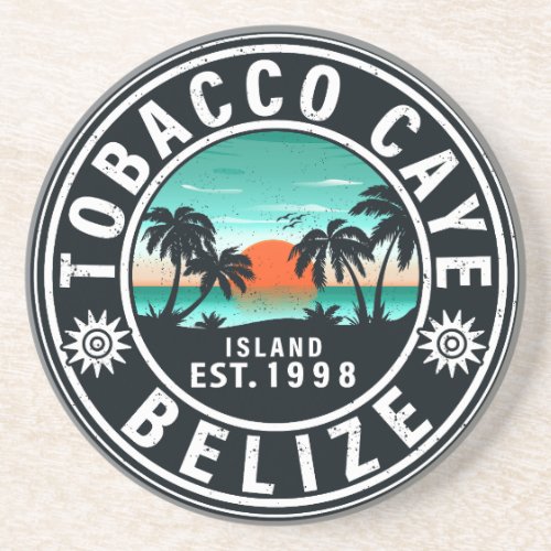 Tobacco Caye Belize Retro Sunset Souvenirs 60s Coaster
