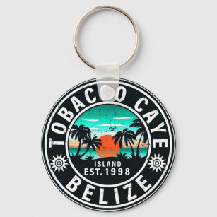 Tobacco Caye Belize Retro Sunset Souvenirs 60s Keychain