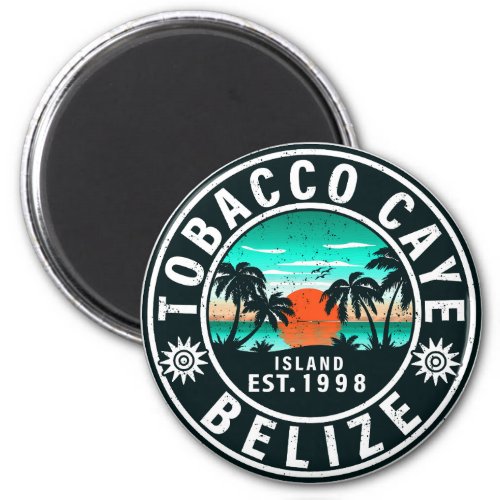 Tobacco Caye Belize Retro Sunset Souvenirs 60s Magnet