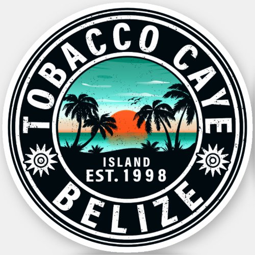 Tobacco Caye Belize Retro Sunset Souvenirs 60s Sticker