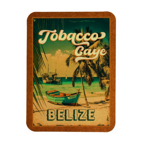 Tobacco Caye Belize Vintage Palm Trees Souvenirs Magnet