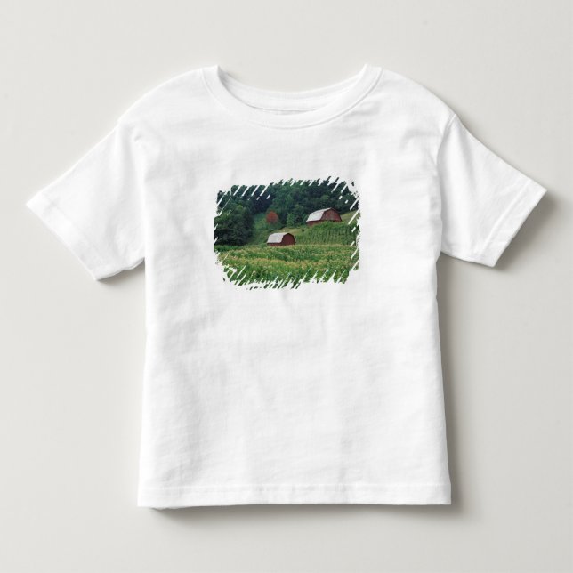 Tobacco crop and pair of red tobacco barns near toddler t-shirt (Front)