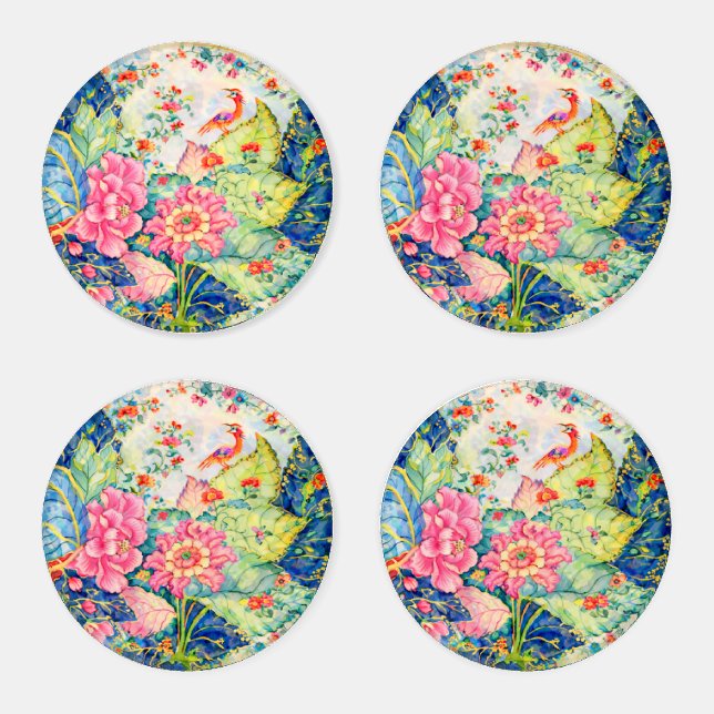 Tobacco Leaf China Inspired  Coaster Set (Set)
