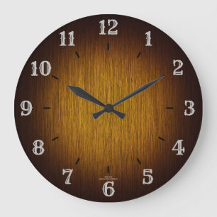 Tobacco Sunburst Grainy Wood Look Clock