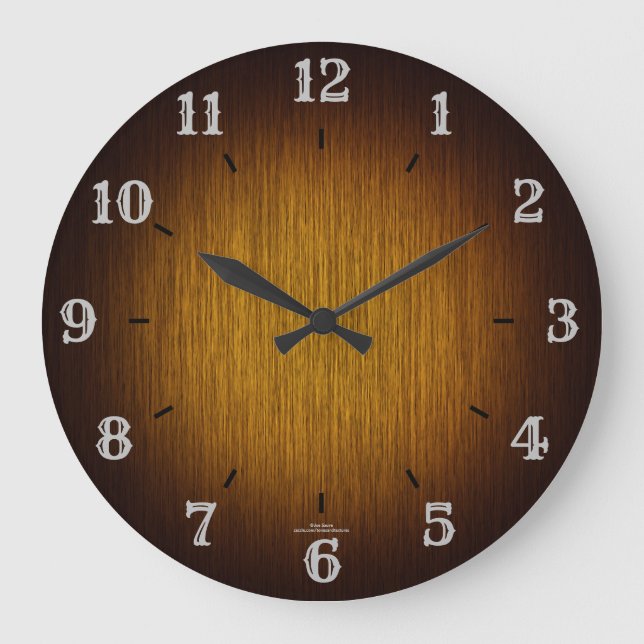 Tobacco Sunburst Grainy Wood Look Clock (Front)