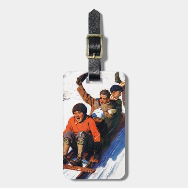 Tobagganing Luggage Tag (Front Vertical)