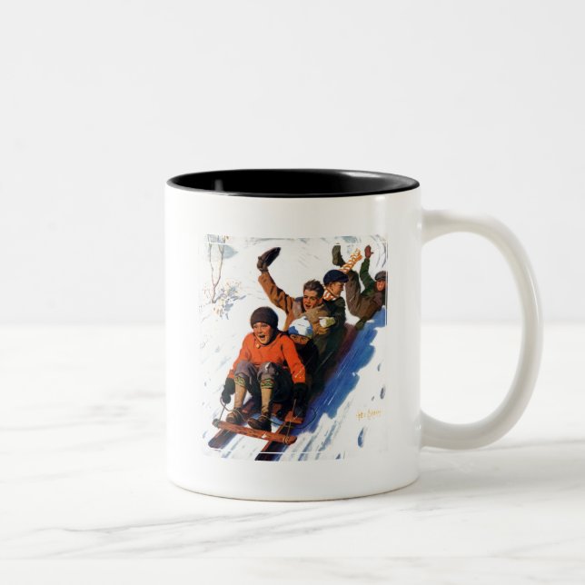 Tobagganing Two-Tone Coffee Mug (Right)