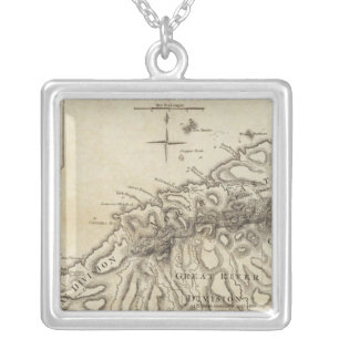 Tobago from actual surveys and observations silver plated necklace