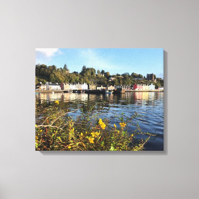Tobermory, Isle of Mull, Scotland with Flowers Canvas Print (Front)